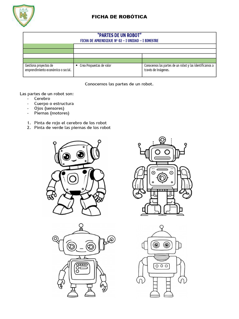 Partes de un Robot para Niños | PDF