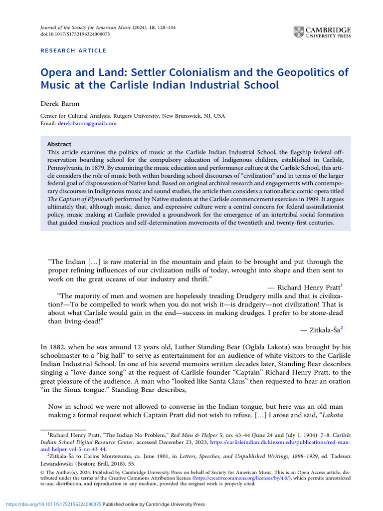 Opera and Land Settler Colonialism and The Geopolitics of Music at The ...