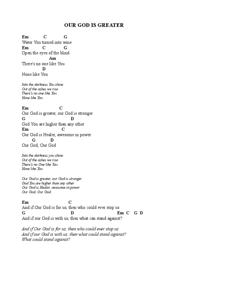 Our God Is Greater Chords G Pdf