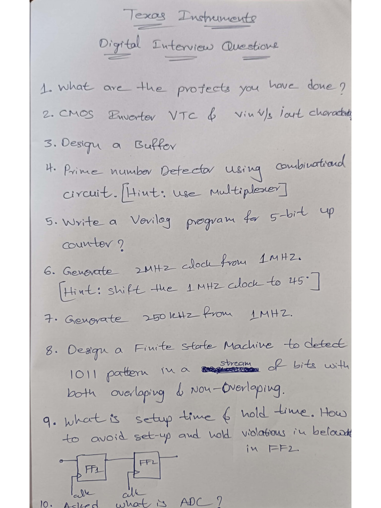 TI - Digital Interview Questions | PDF