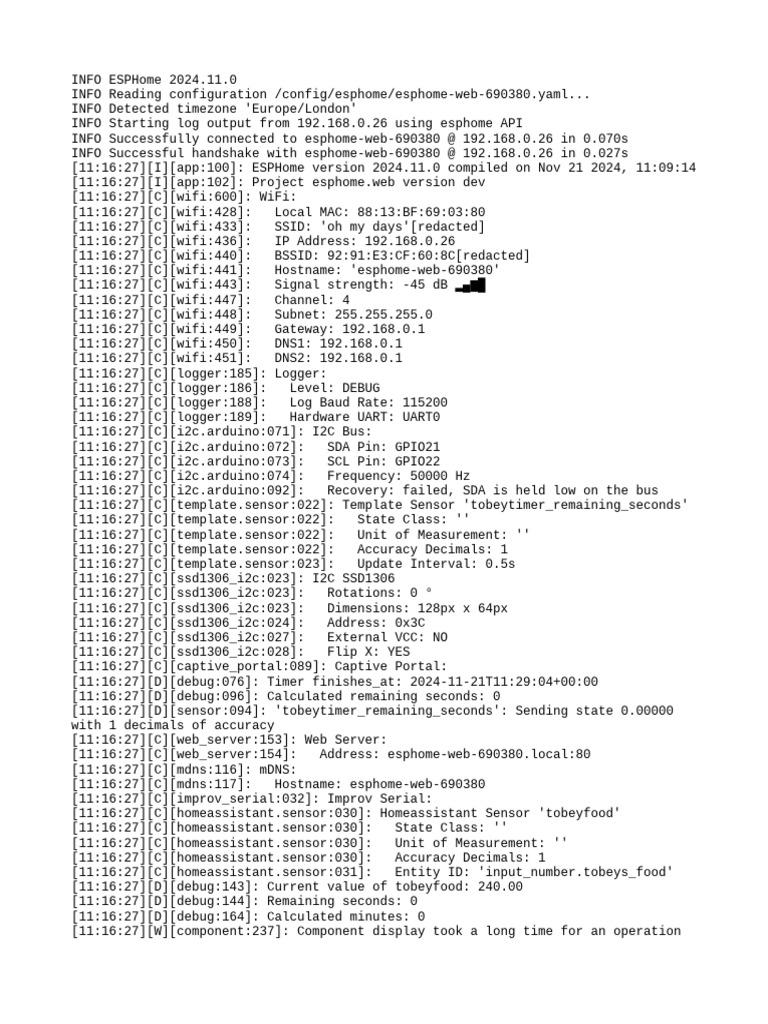 Logs Esphome-Web-690380 Logs | PDF | Wi Fi | Computer Networking