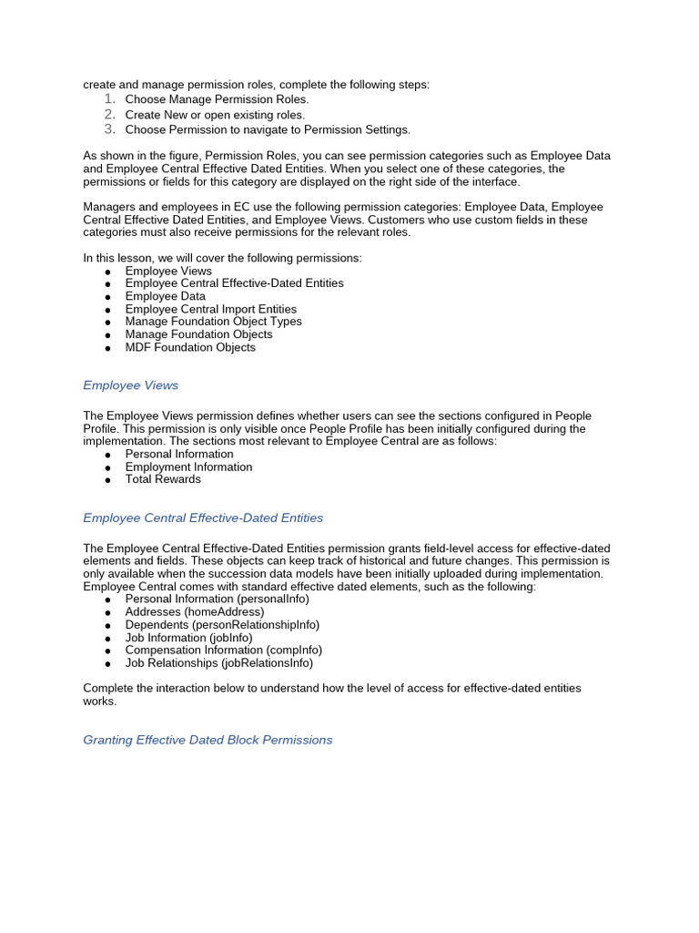 Managing Permission Roles in SuccessFactors | PDF | Information ...