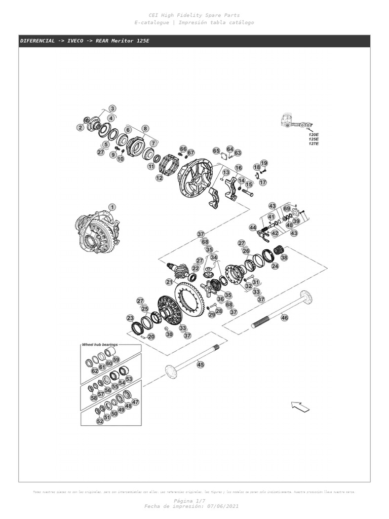 Piezas de Diferencial IVECO Meritor 125E | PDF | Metalurgia