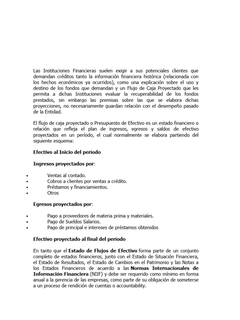 Flujo de Caja Proyectado y Efectivo | PDF | Estado financiero | Estado ...