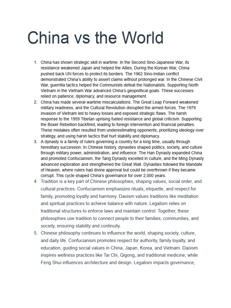 China vs the World | PDF | China | World Politics