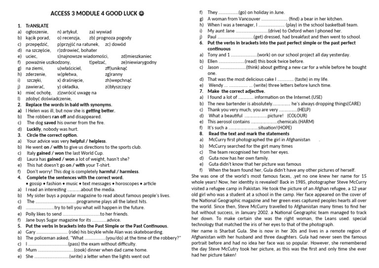 Access 3 Module 4 Good Luck | PDF