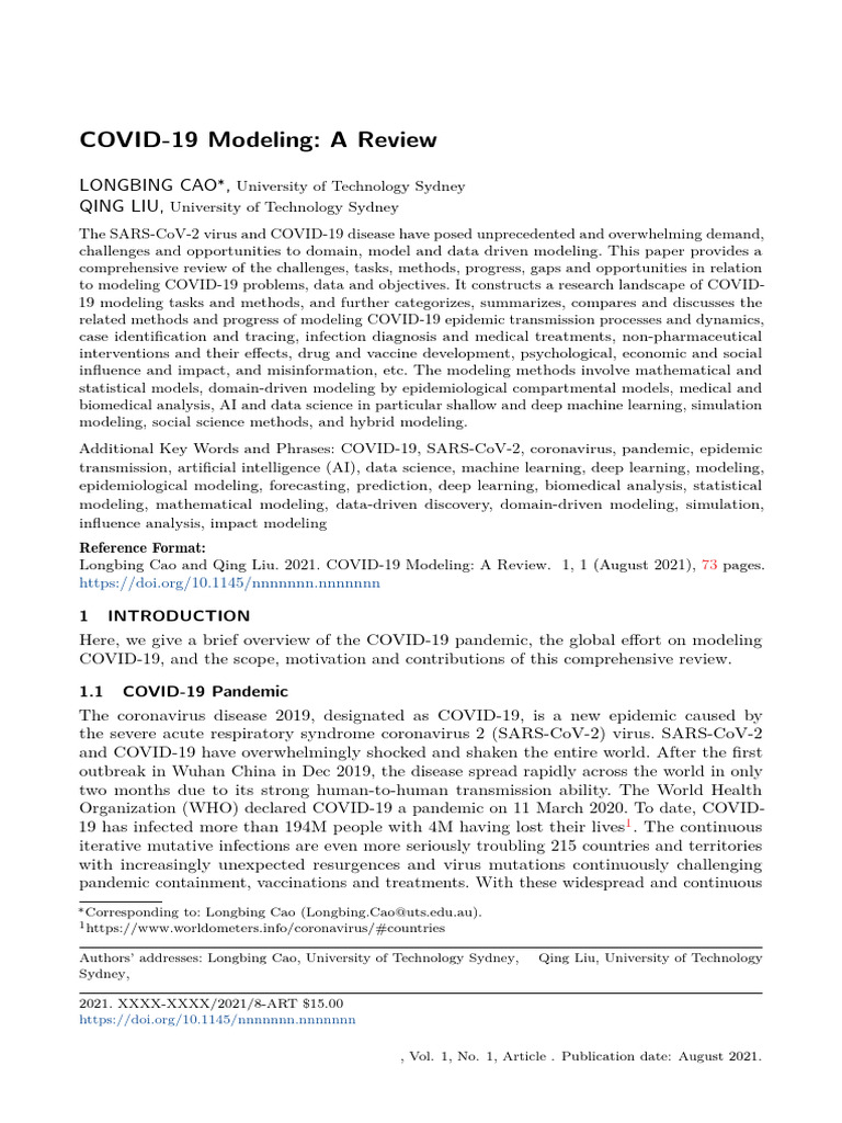 COVID-19 Modeling - A Review | PDF | Infection | Machine Learning
