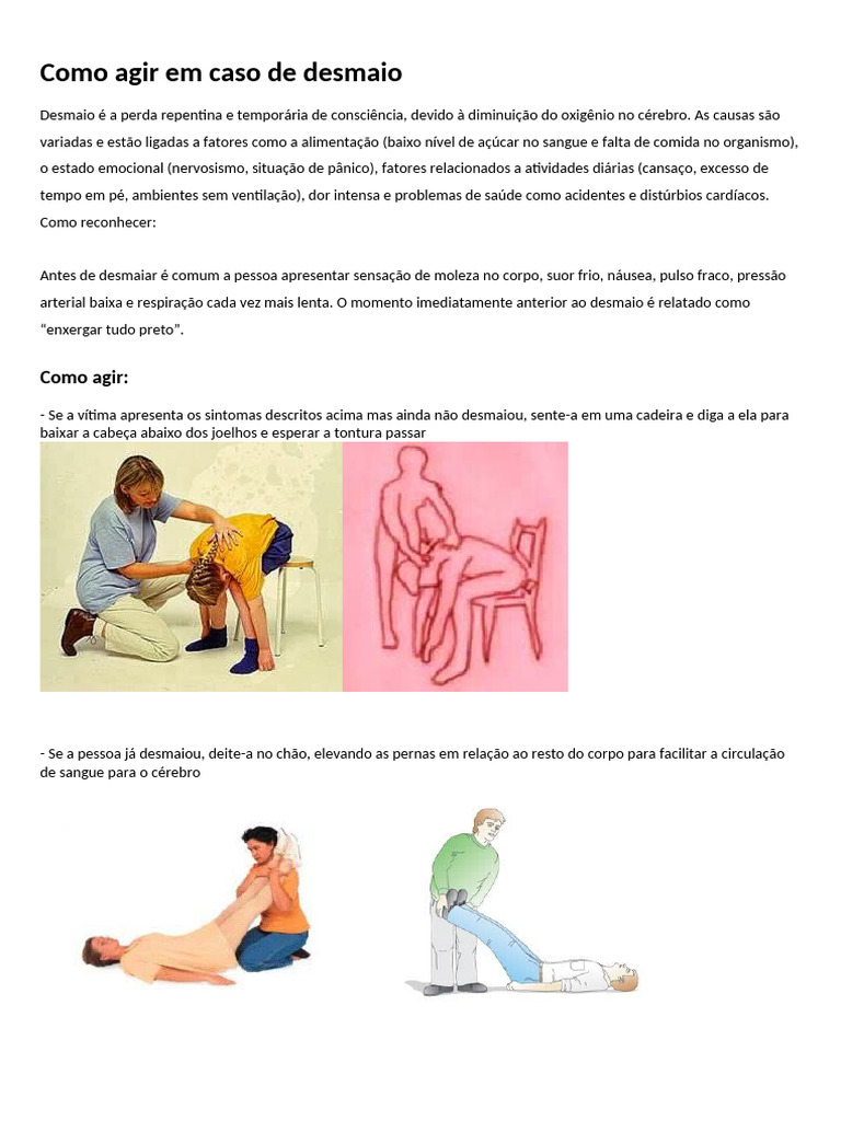 Como agir em caso de desmaio | PDF