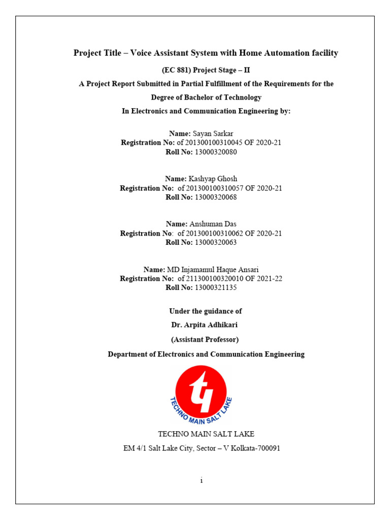 Final Year Project Report | PDF | Internet Of Things | Speech Recognition