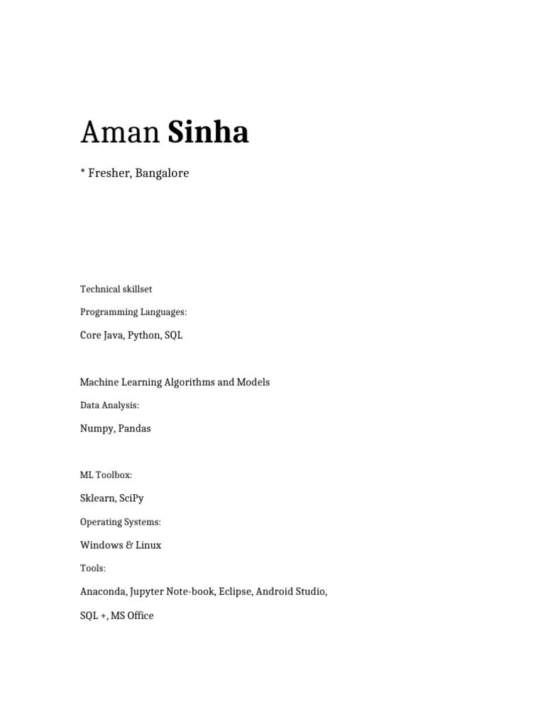 Machine Learning & Python Developer Resume | PDF | Machine Learning ...