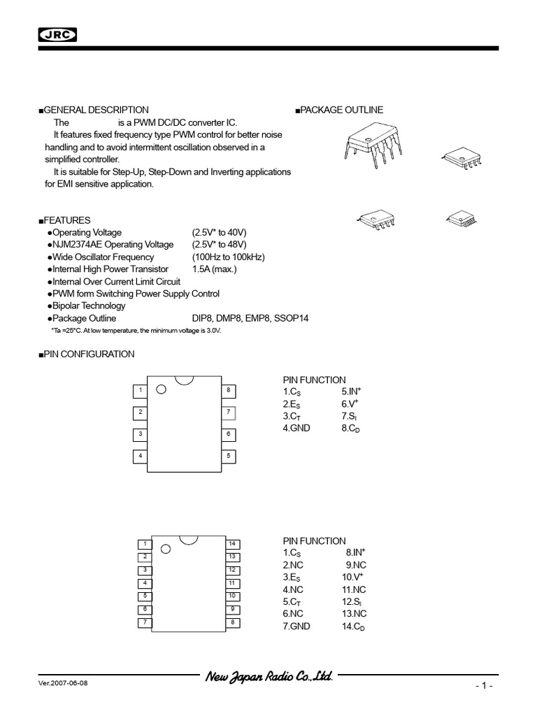 NJM2374A PWM DC/DC Converter IC | PDF | Electronic Oscillator ...