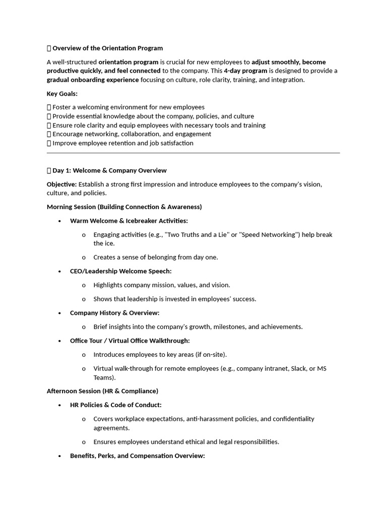 ? Overview of The Orientation Program | PDF | Employee Retention | Business