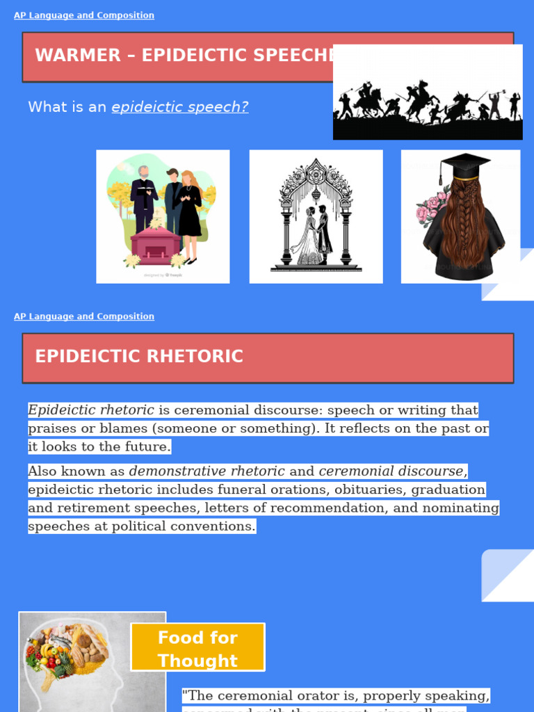 Analyzing Epideictic Rhetoric Techniques | PDF | Public Speaking ...