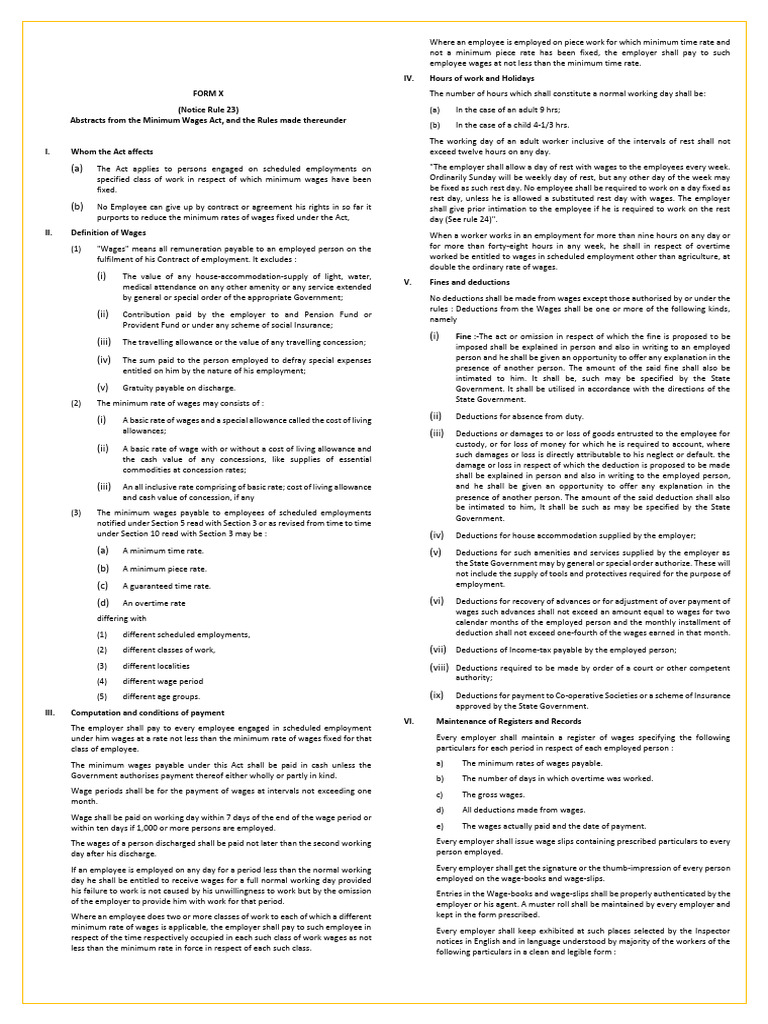 Minimum Wages Act 1948 Overview | PDF | Cost Of Living | Employment