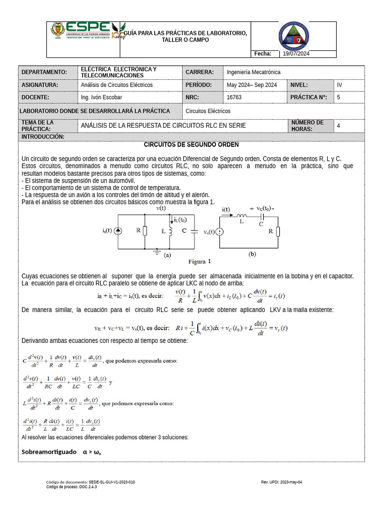 Guia Laboratorio #5 Respuesta Completa RLC Serie Si2024 | PDF | Red ...