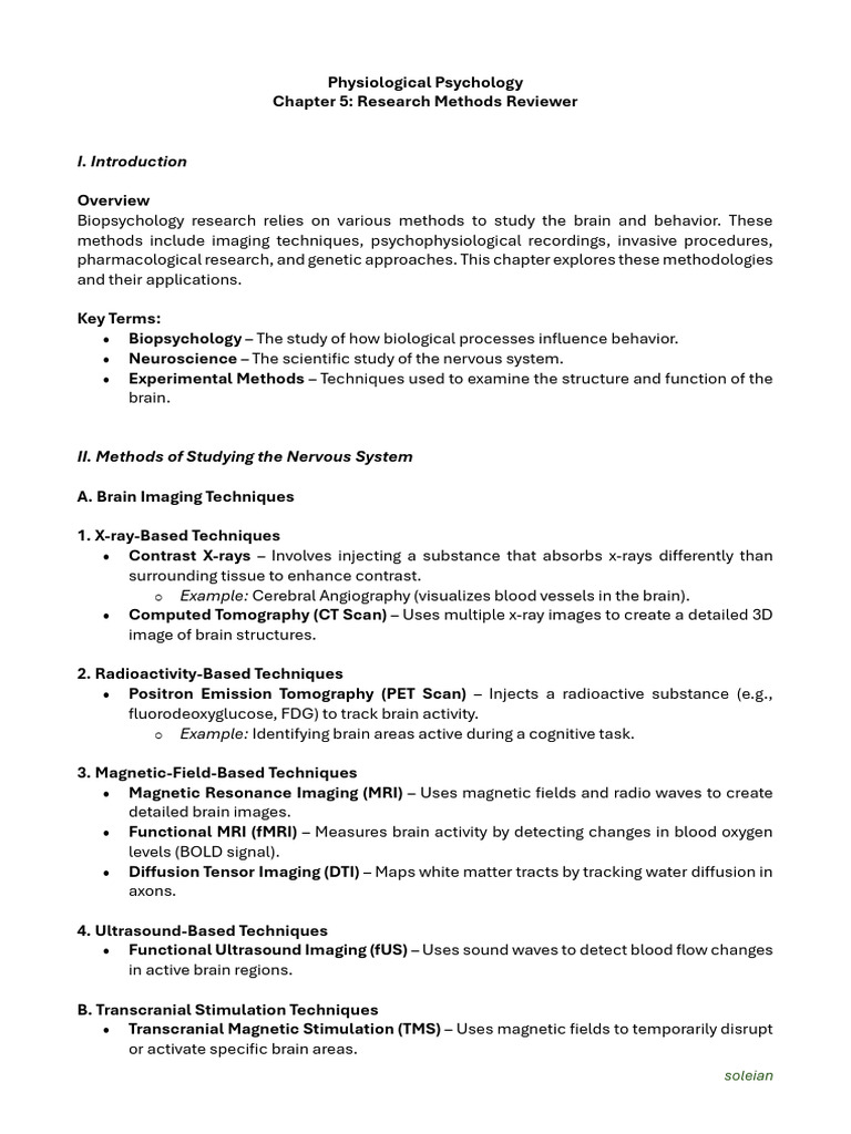Research Methods in Physiological Psychology | PDF | Neuroimaging ...