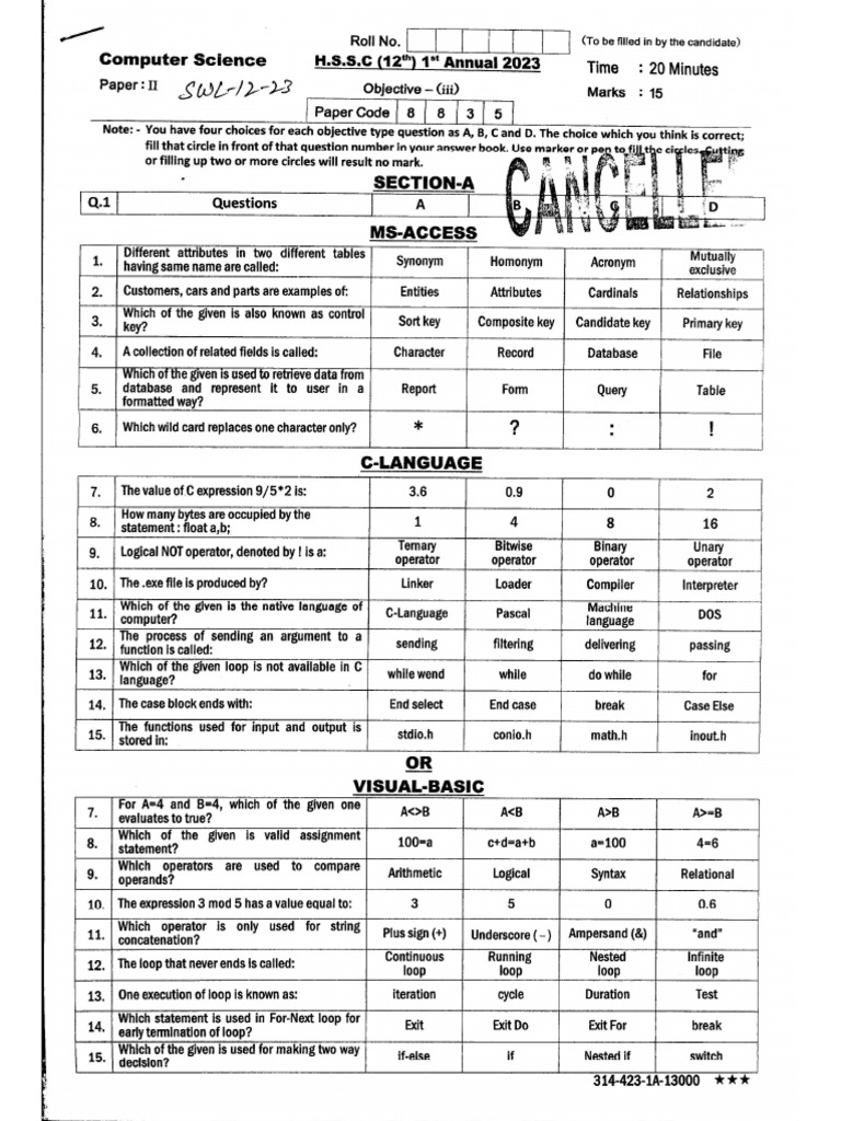 Computer Science-12 (SWL-23) | PDF