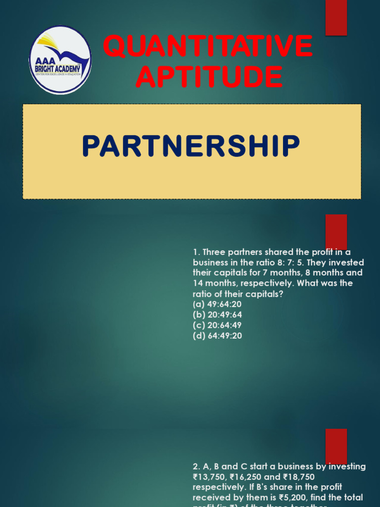 Partnership Profit Distribution Analysis | PDF | Rupee | Investing