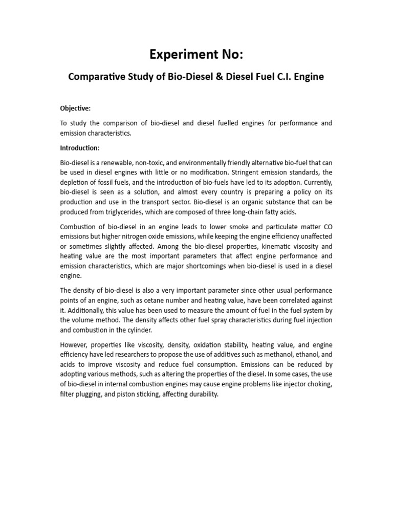 Biodiesel vs Diesel: Performance & Emissions | PDF | Biodiesel | Diesel ...