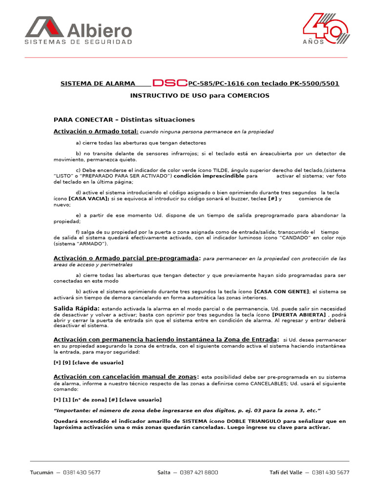 DSC PC585 y PC1616 Comercio Teclado PK 5500 5501 | PDF | Alarma de ...