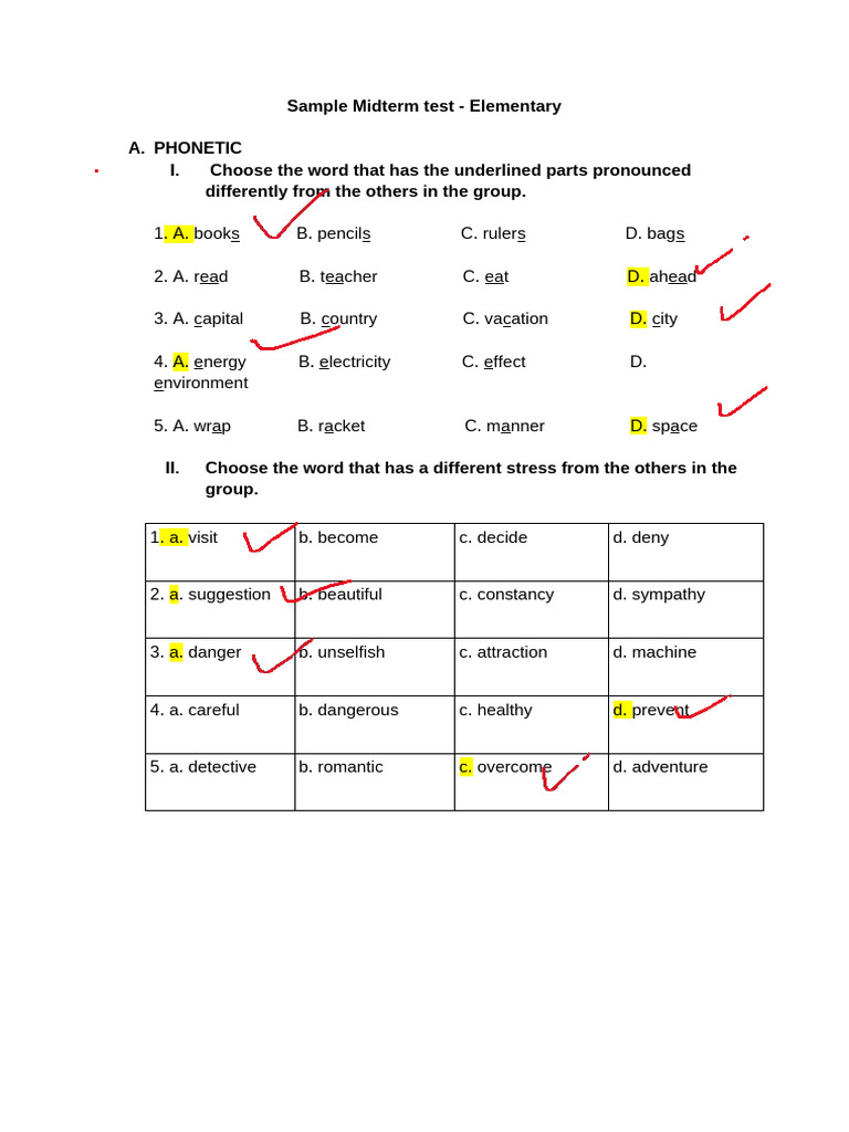 Midterm Test: Phonetics, Vocabulary, Grammar | PDF | Human Communication