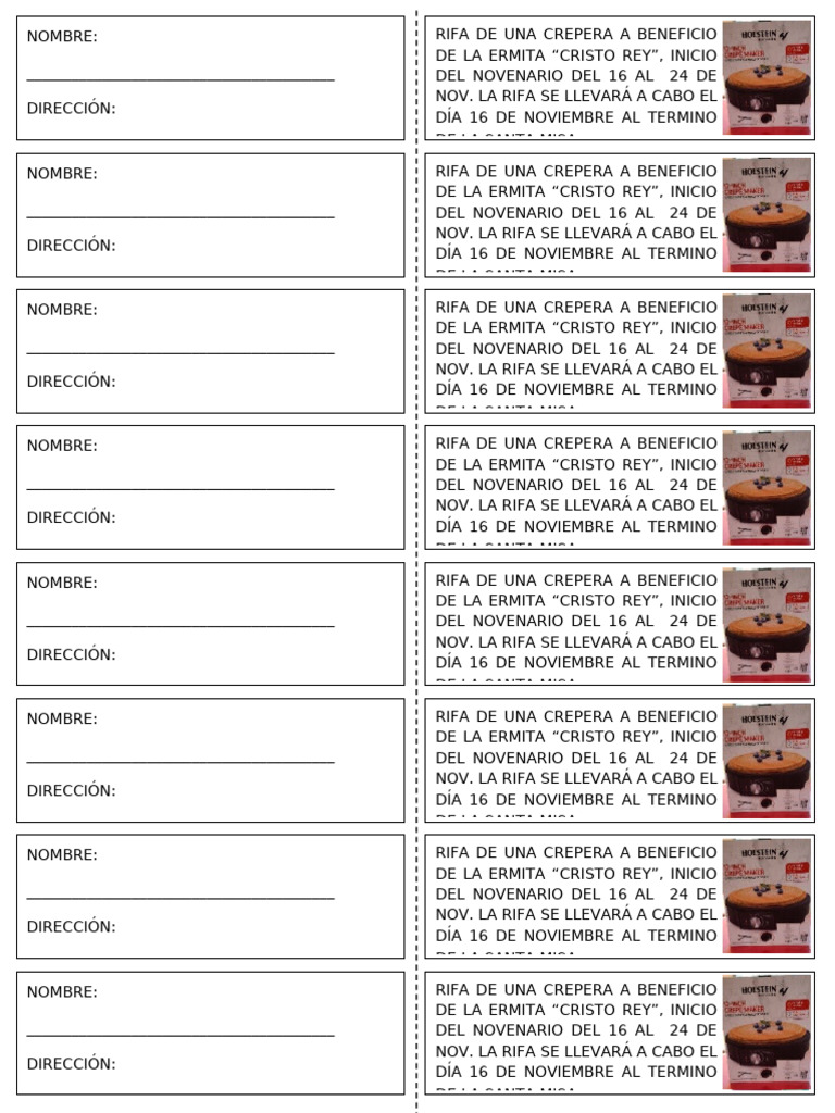 Rifa de Crepera a Beneficio de Cristo Rey | PDF