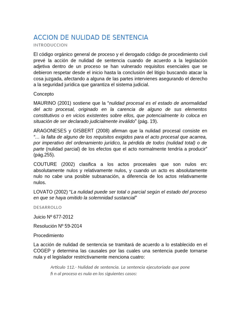 Accion de Nulidad de Sentencia | PDF | Jurisdicción | Ley procesal