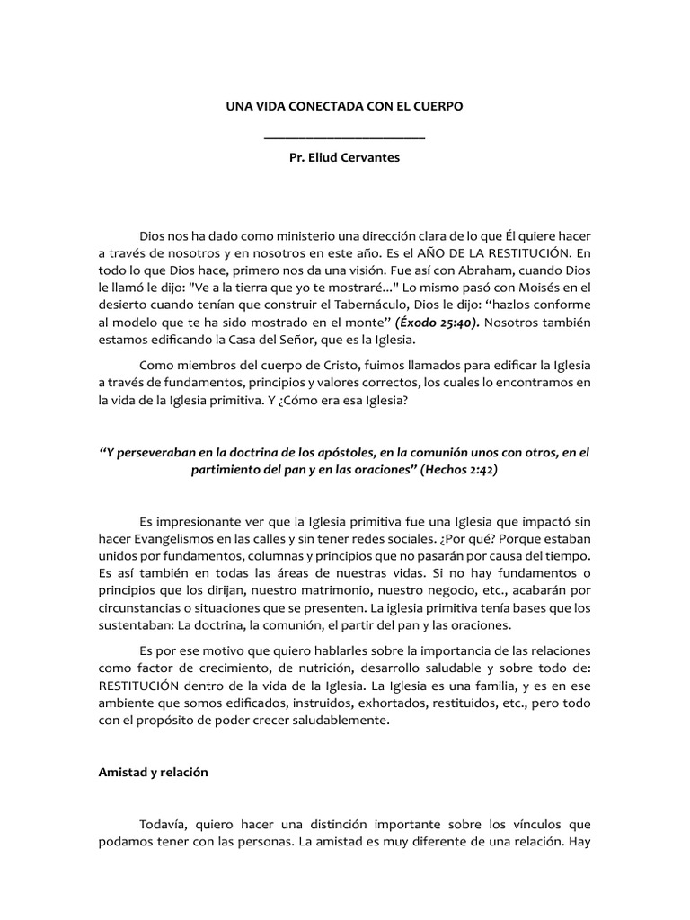 Una Vida Conectada Con El Cuerpo 150325 | PDF | Cristo (título ...