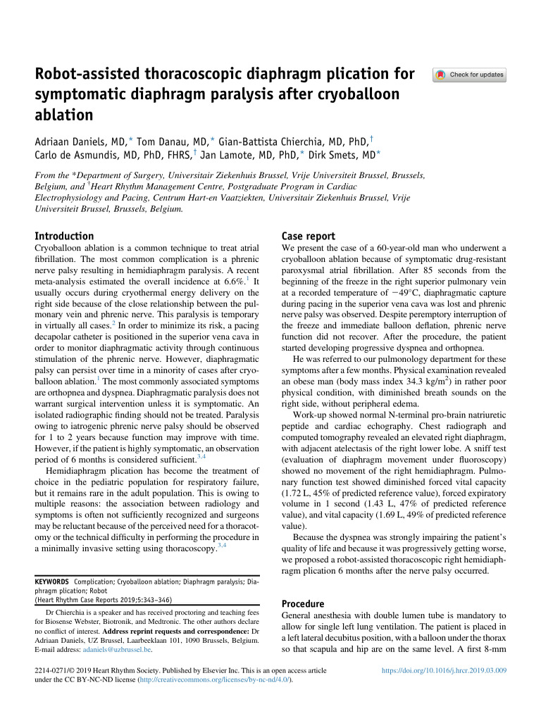 Robot-Assisted Diaphragm Plication Surgery | PDF | Medical Specialties ...