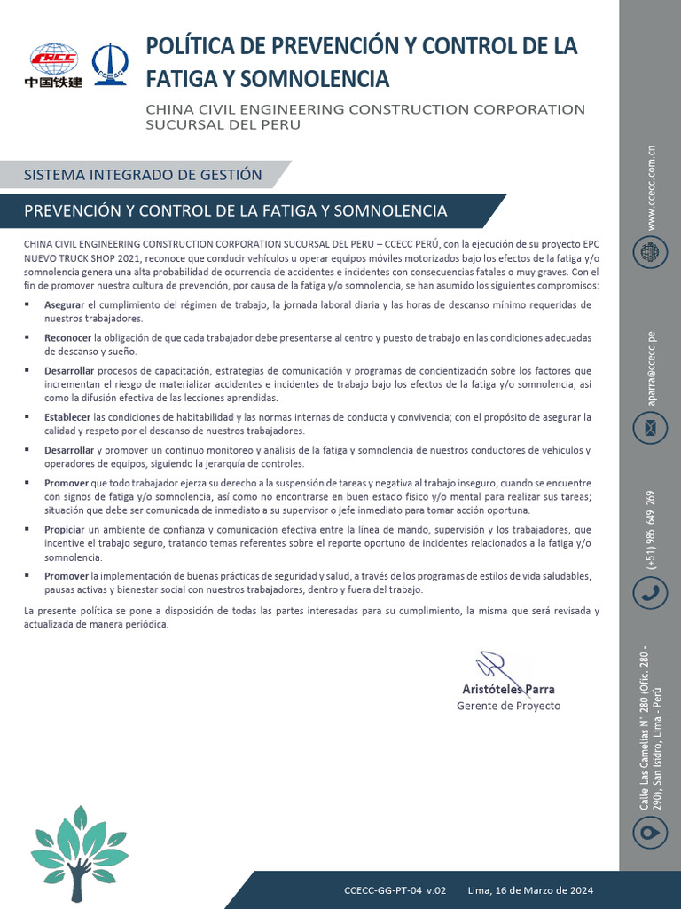 Prevención de Fatiga y Somnolencia Laboral | PDF