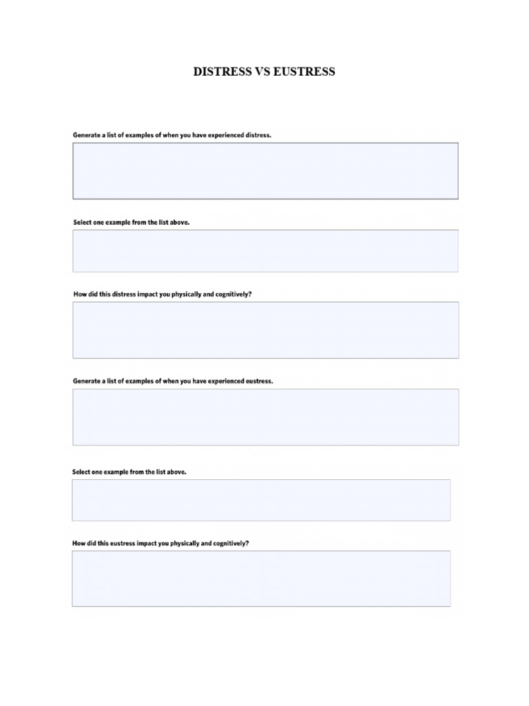 CLASS ACTIVITY 2 - Distress Vs Eustress | PDF