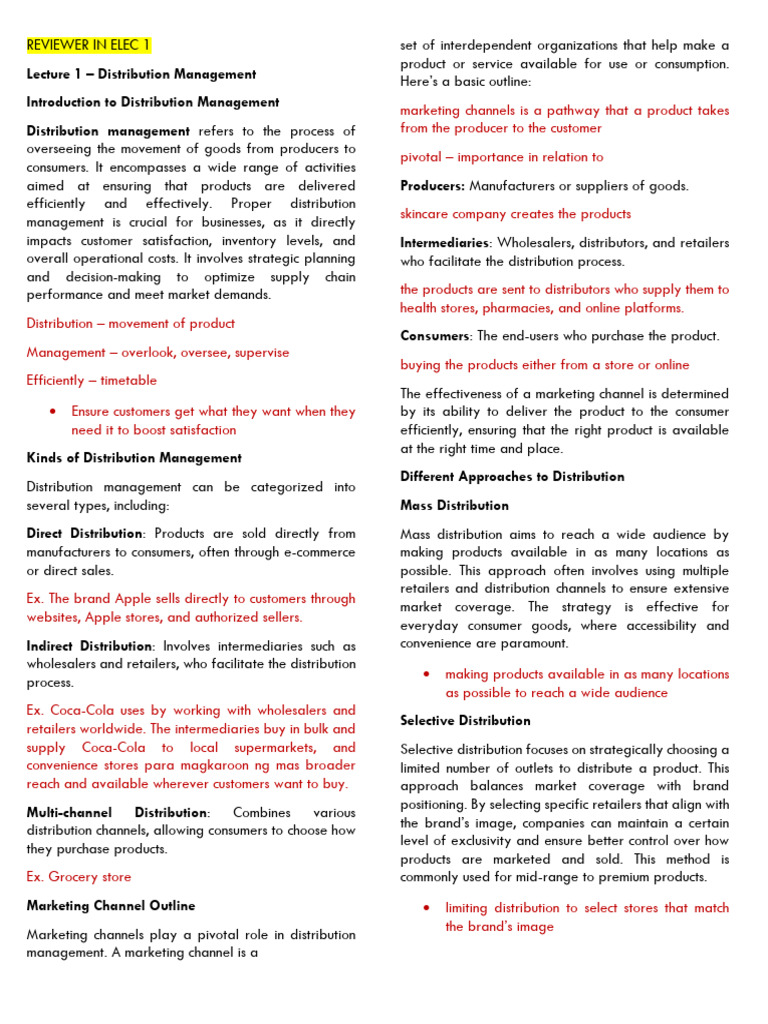 Overview of Distribution Management | PDF | Retail | Marketing