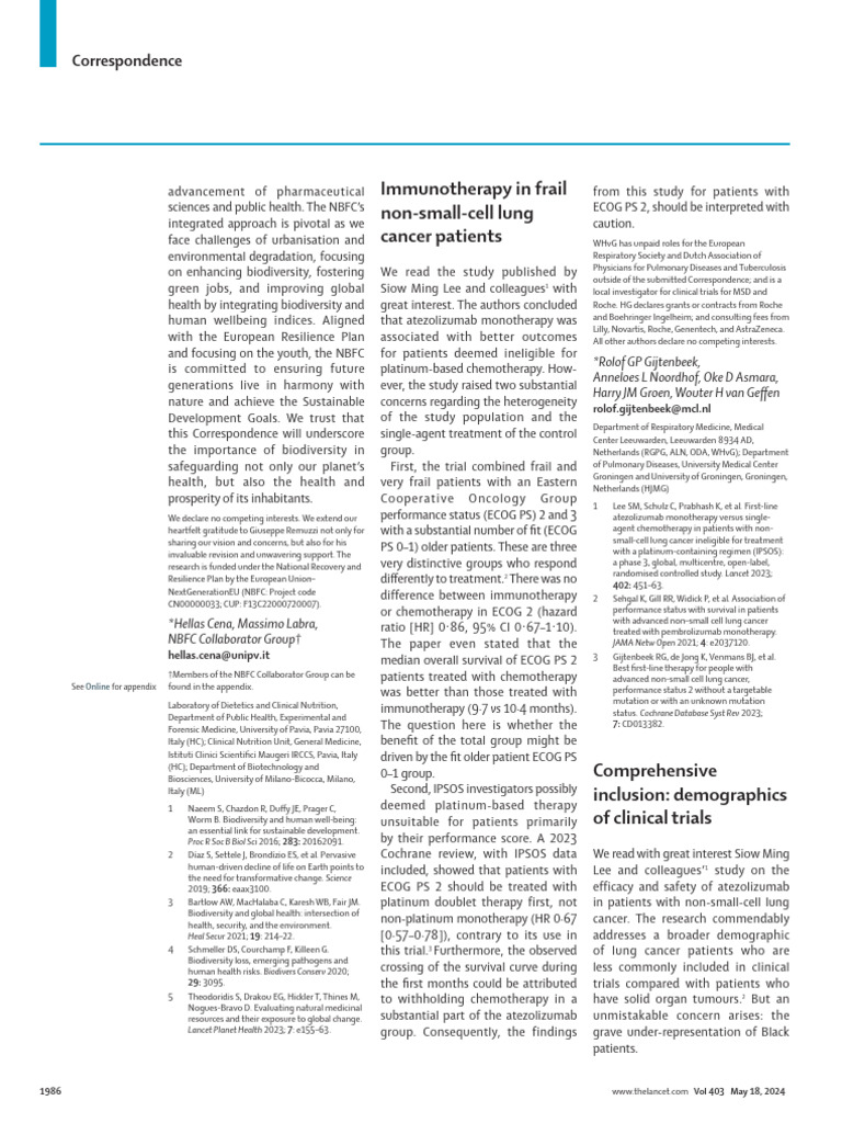 Immunotherapy in Frail Non Small Cell Lung Cancer | PDF | Cancer ...