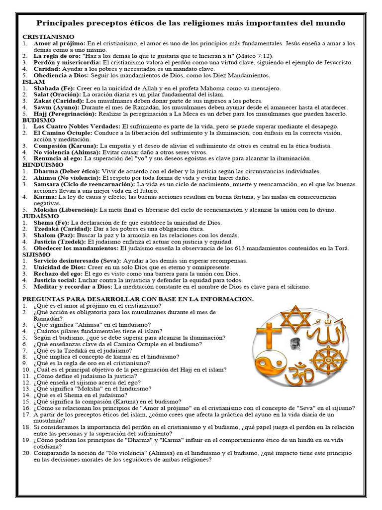 Preceptos éticos en religiones del mundo | PDF | Amor | Karma