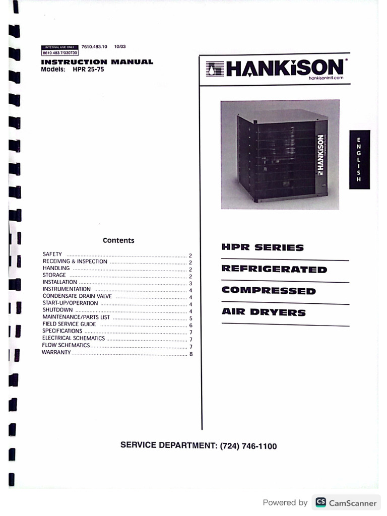Hankison Refrigerated Comp. Air Dryer | PDF