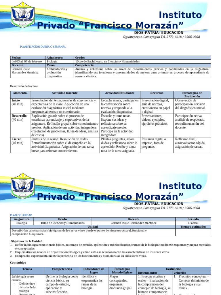 Planificación de Clases de Biología 10mo | PDF | Organismos | Evaluación