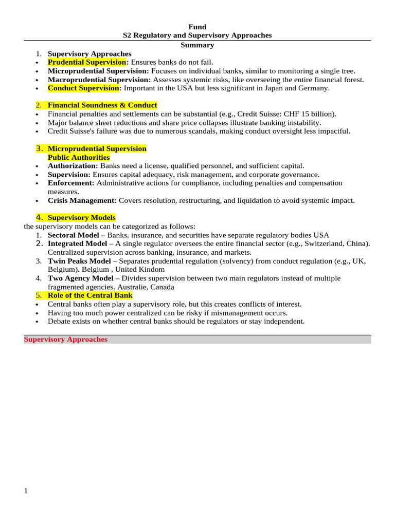 S2 Regulatory and Supervisory Approaches | PDF