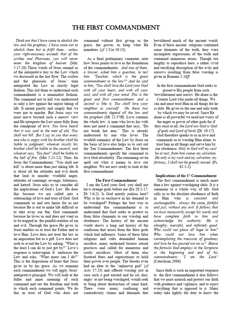 Understanding the First Commandment | PDF | Ten Commandments ...