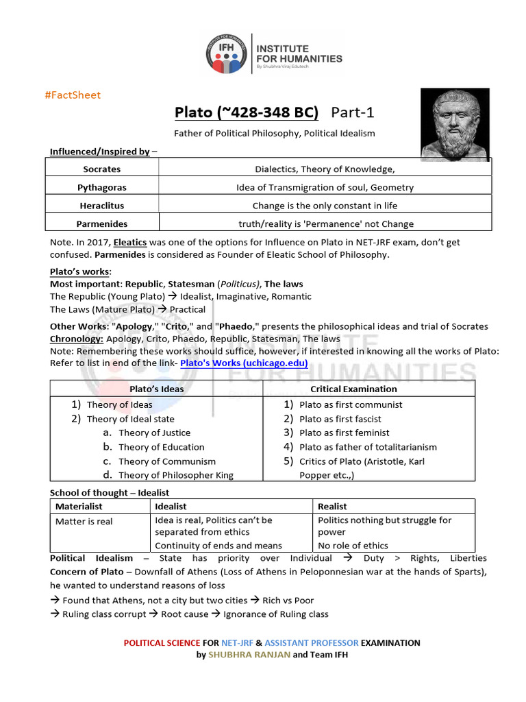 Plato's Political Philosophy Overview | PDF | Plato | Justice