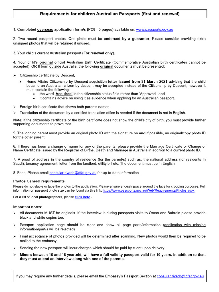Child Passport Renewal Requirements | PDF | Birth Certificate ...