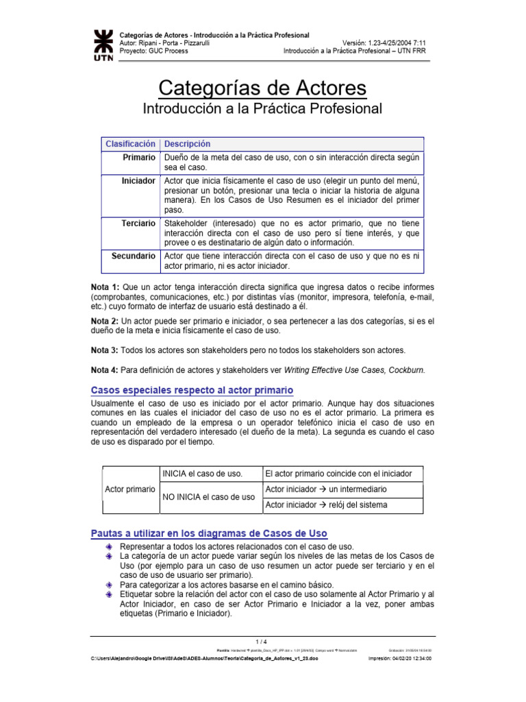 Clasificación de Actores en Casos de Uso | PDF | Caso de uso | Informática