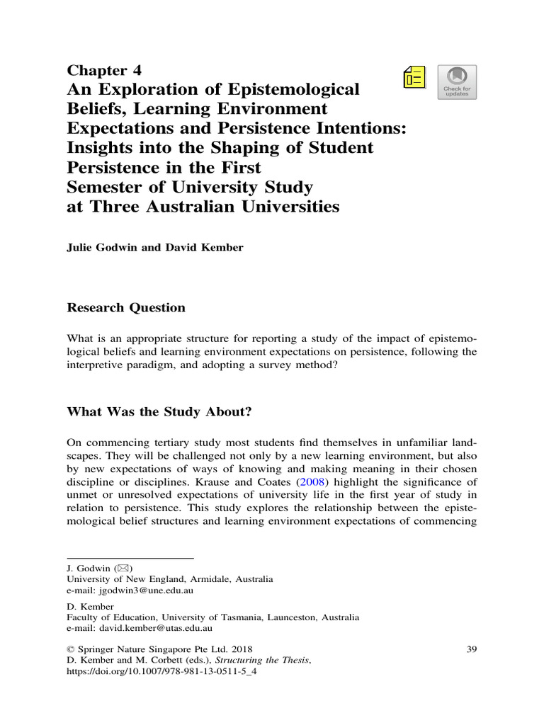 Epistemological Beliefs and Student Persistence | PDF | Epistemology ...