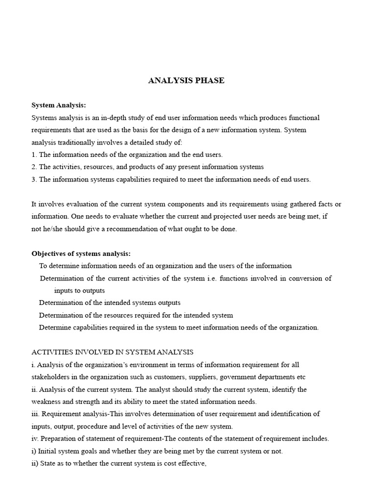 Systems Analysis Phase Session One | PDF | System | Information