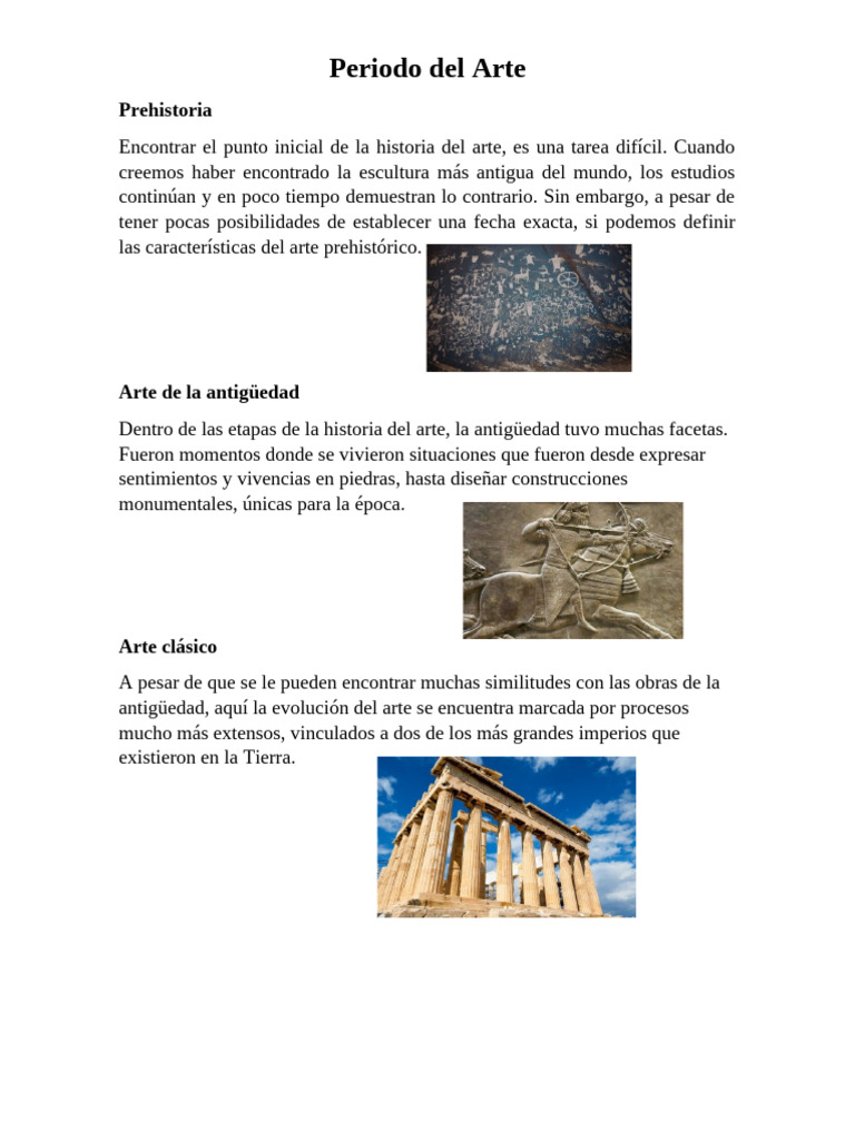 Periodos de la Historia del Arte | PDF | Educación en artes liberales ...