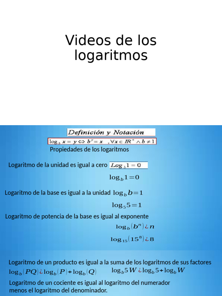 Videos de los logaritmos [Autoguardado] | PDF | Logaritmo | Exponenciación