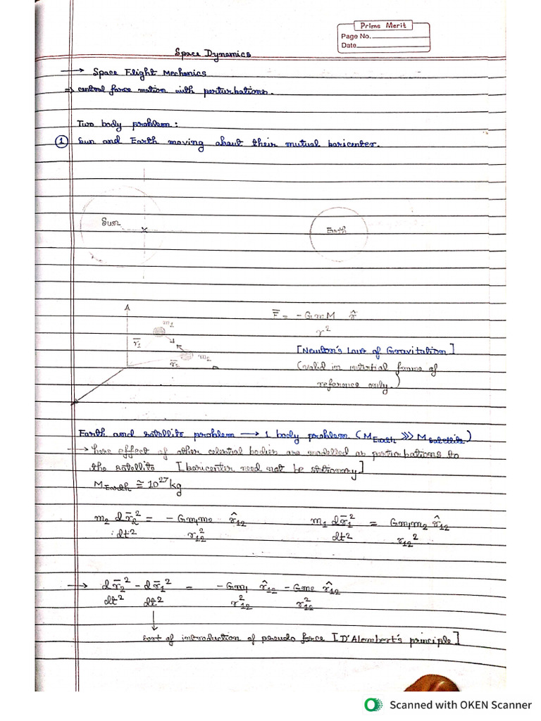 Space Dynamics Notes - Debayan | PDF