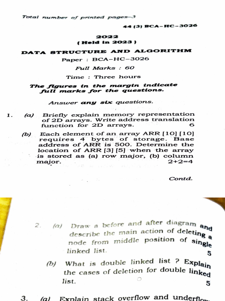 Bca 3rd Sem (Data Structure) HC - 3026 | PDF | Theoretical Computer ...