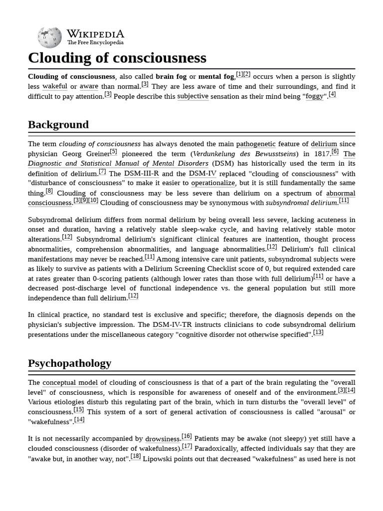 Understanding Clouding of Consciousness | PDF | Medical Specialties ...