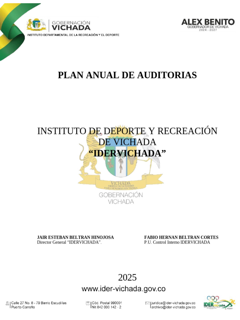 Plan Anual de Auditorías IDERVICHADA 2025 | PDF | Auditoría | Planificación