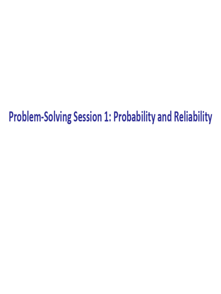 Problem Solving Session 1 - Probability and Reliability | PDF ...